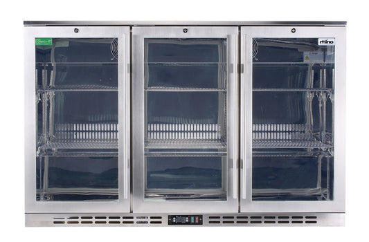 Rhino Stainless Steel 3 Door Heated Glass Bar Fridge Model SG3H-HD