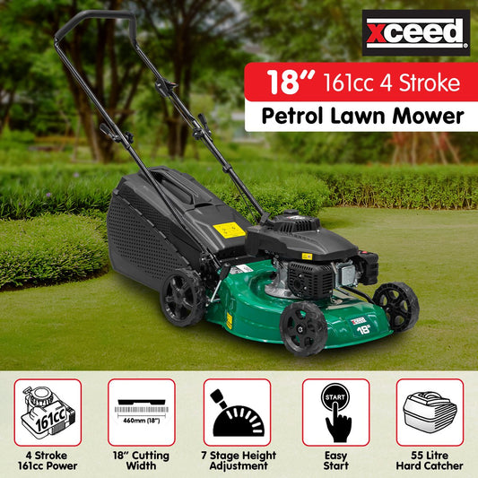 Xceed 161cc 4 Stroke 18” Petrol Lawn Mower 55L Catcher Refurbished