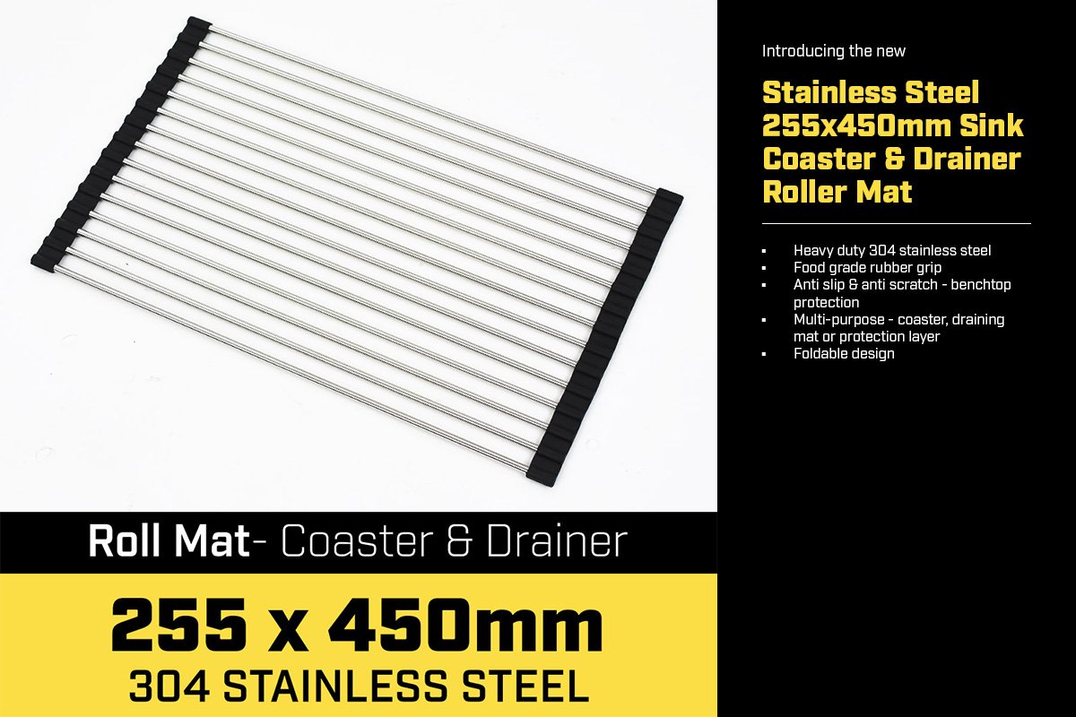 Stainless Steel Kitchen Sink Roller Mat - 255 x 450mm
