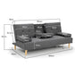 Sarantino Linen Fabric Sofa Bed Lounge Couch Futon - Dark Grey