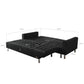 Sarantino Faux Velvet Corner Wooden Sofa Bed Couch with Chaise - Black