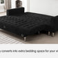 Sarantino Faux Velvet Corner Wooden Sofa Bed Couch with Chaise - Black