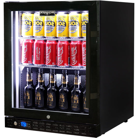 Schmick Quiet Running Front Venting Under Bench Heated Glass Door Bar Fridge Model SK86L-B-HD