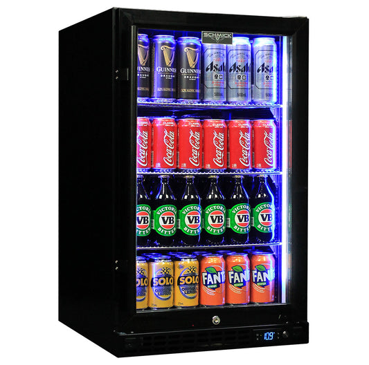 Schmick Black Quiet Running Front Venting Under Bench Triple Glazed Glass Door Bar Fridge Model SK126-B