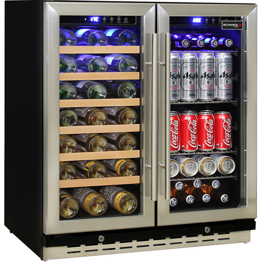 Under Bench Beer And Wine Dual Zone Bar Fridge