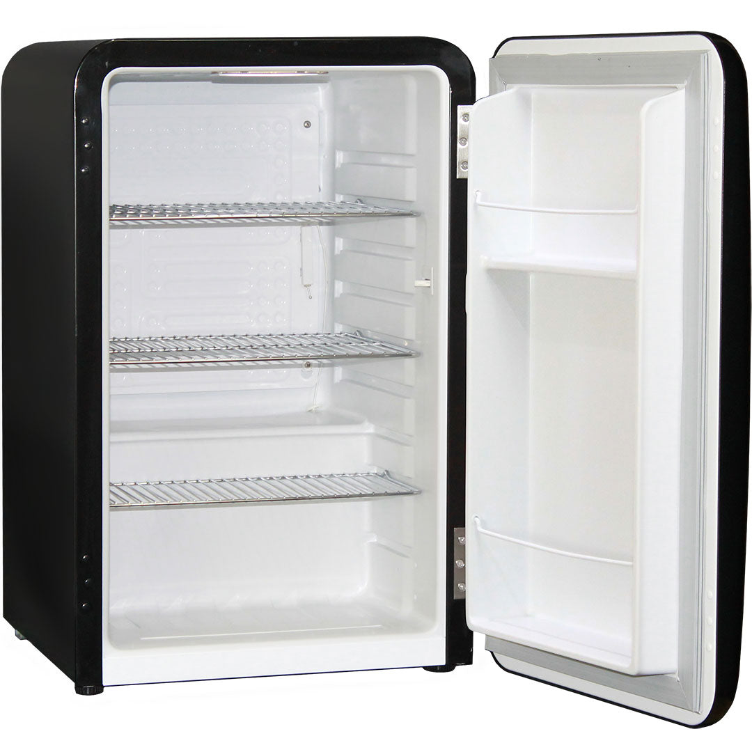 Black Rounded Quiet Running Energy Efficient Mini Bar Fridge Model HUS-RND70B