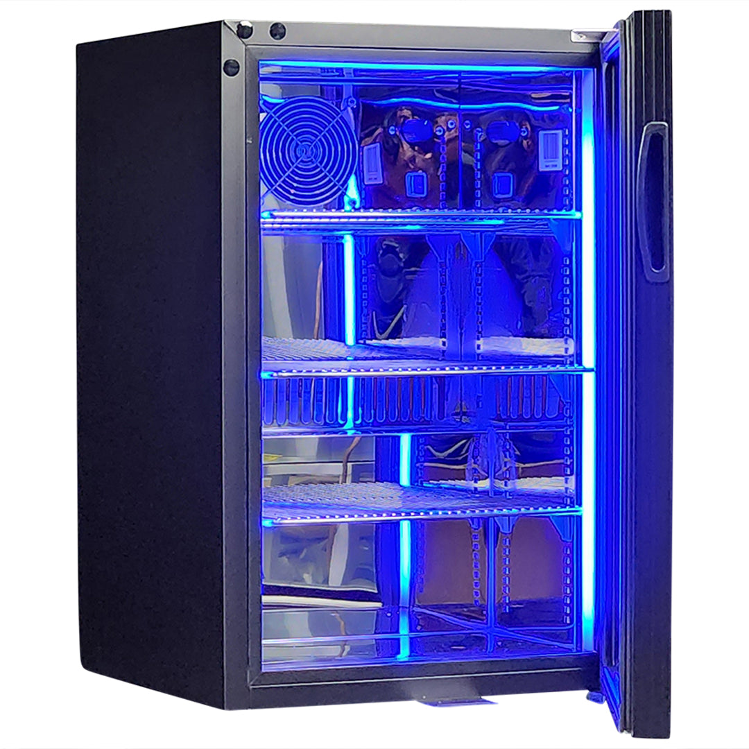 Classy  Quiet 69Ltr Triple Glazed Bar Fridge With Blue and White LEd - Model SK68-B