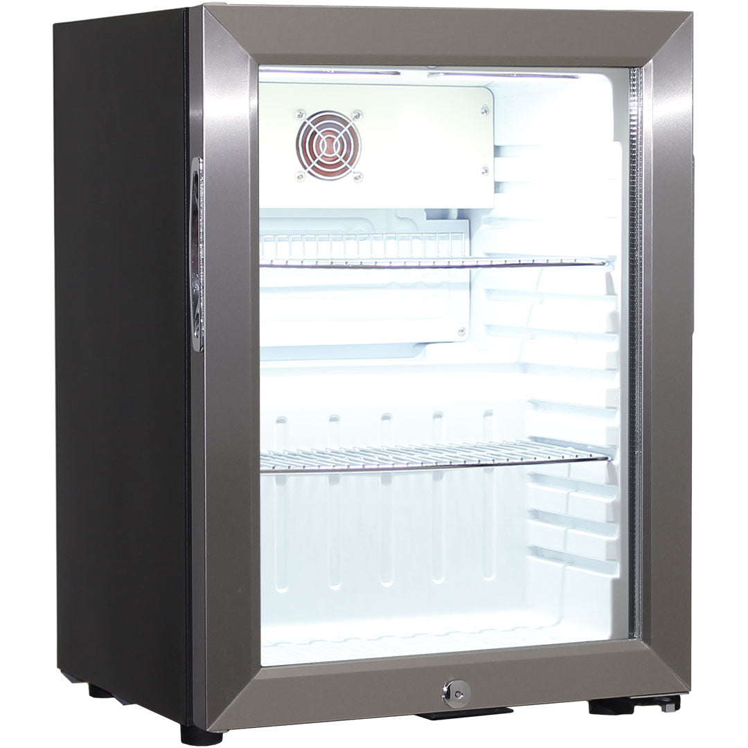 Schmick Glass Door Mini Bar Accommodation Fridge Quiet Running With Shallow Depth Model SK40-SS