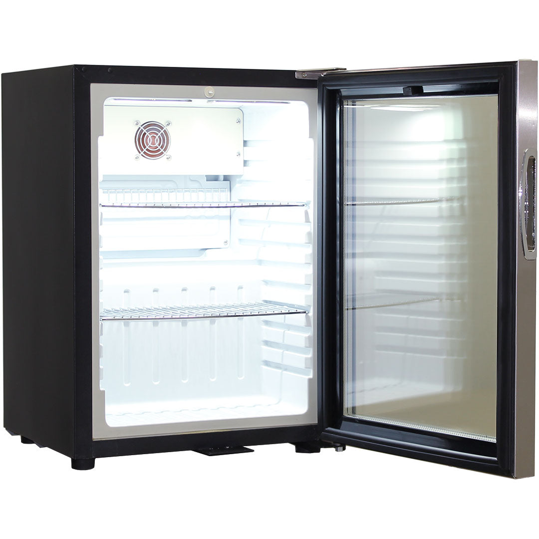 Schmick Glass Door Mini Bar Accommodation Fridge Quiet Running With Shallow Depth Model SK40-SS