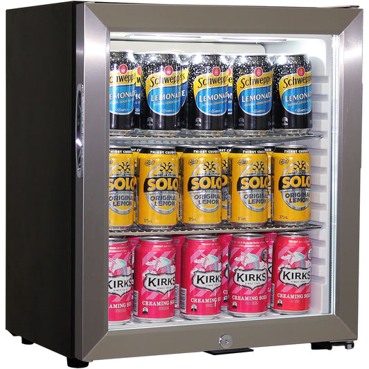 Schmick Glass Door Mini Bar Accommodation Fridge Quiet Running With Shallow Depth Model SK55-SS