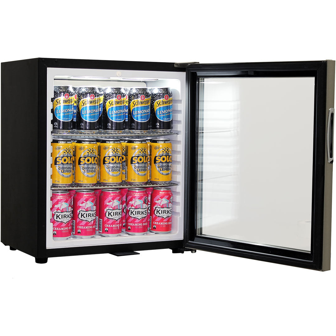 Schmick Glass Door Mini Bar Accommodation Fridge Quiet Running With Shallow Depth Model SK55-SS