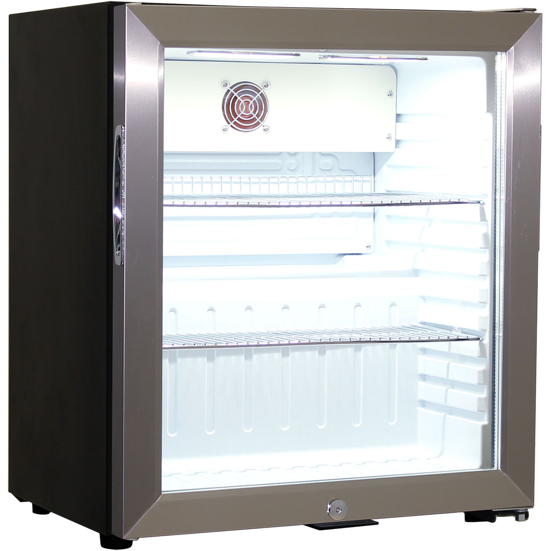 Schmick Glass Door Mini Bar Accommodation Fridge Quiet Running With Shallow Depth Model SK55-SS