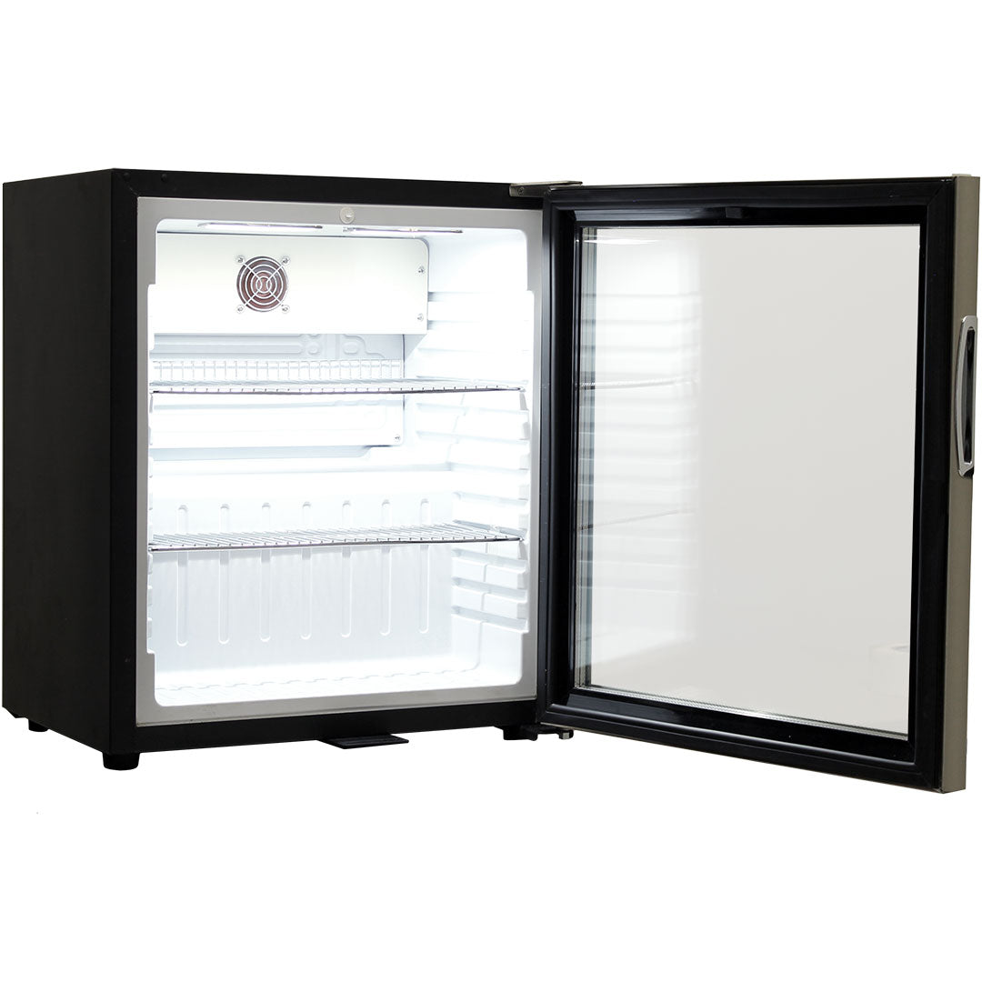 Schmick Glass Door Mini Bar Accommodation Fridge Quiet Running With Shallow Depth Model SK55-SS