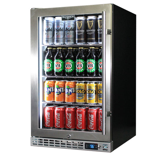 Schmick Quiet Running Front Venting Under Bench Glass Door Bar Fridge Heated Glass Model SK126L-HD