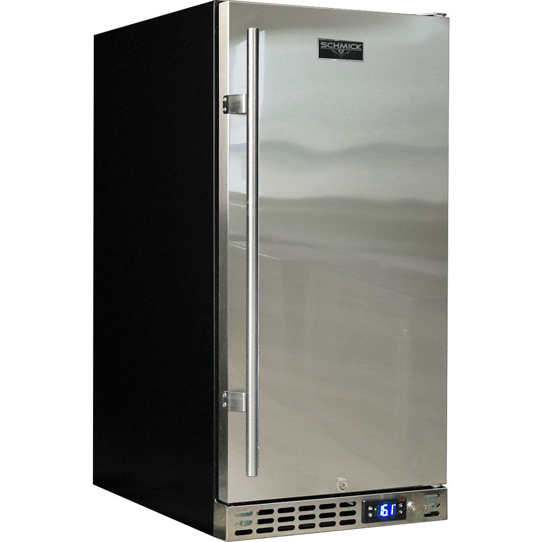 Schmick Black Quiet Running Front Venting Under Bench Solid Stainless Door Bar Fridge Model SK92-SD