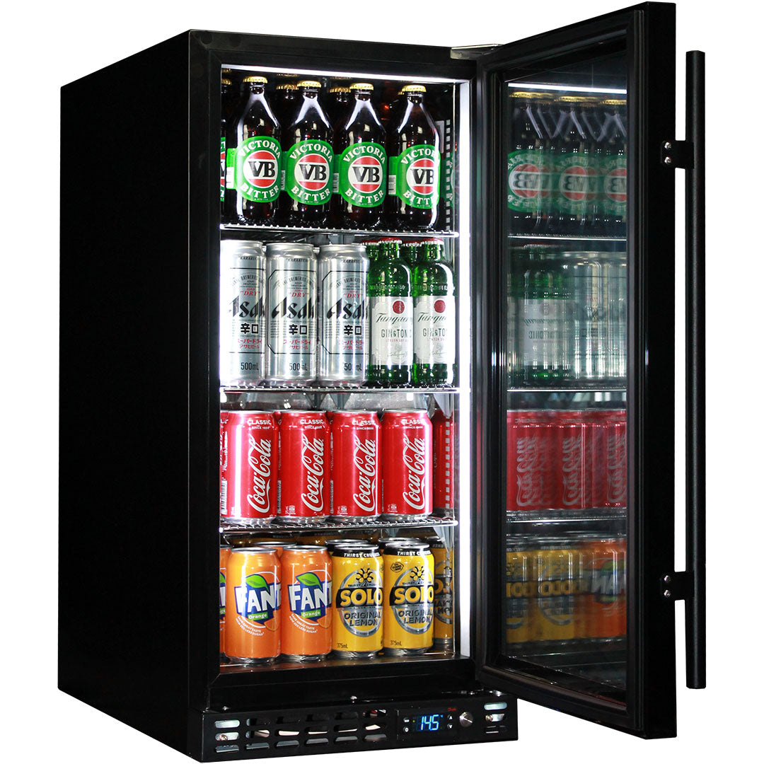 Schmick Black Quiet Running Front Venting Under Bench Triple Glazed Glass Door Bar Fridge Model SK92-B