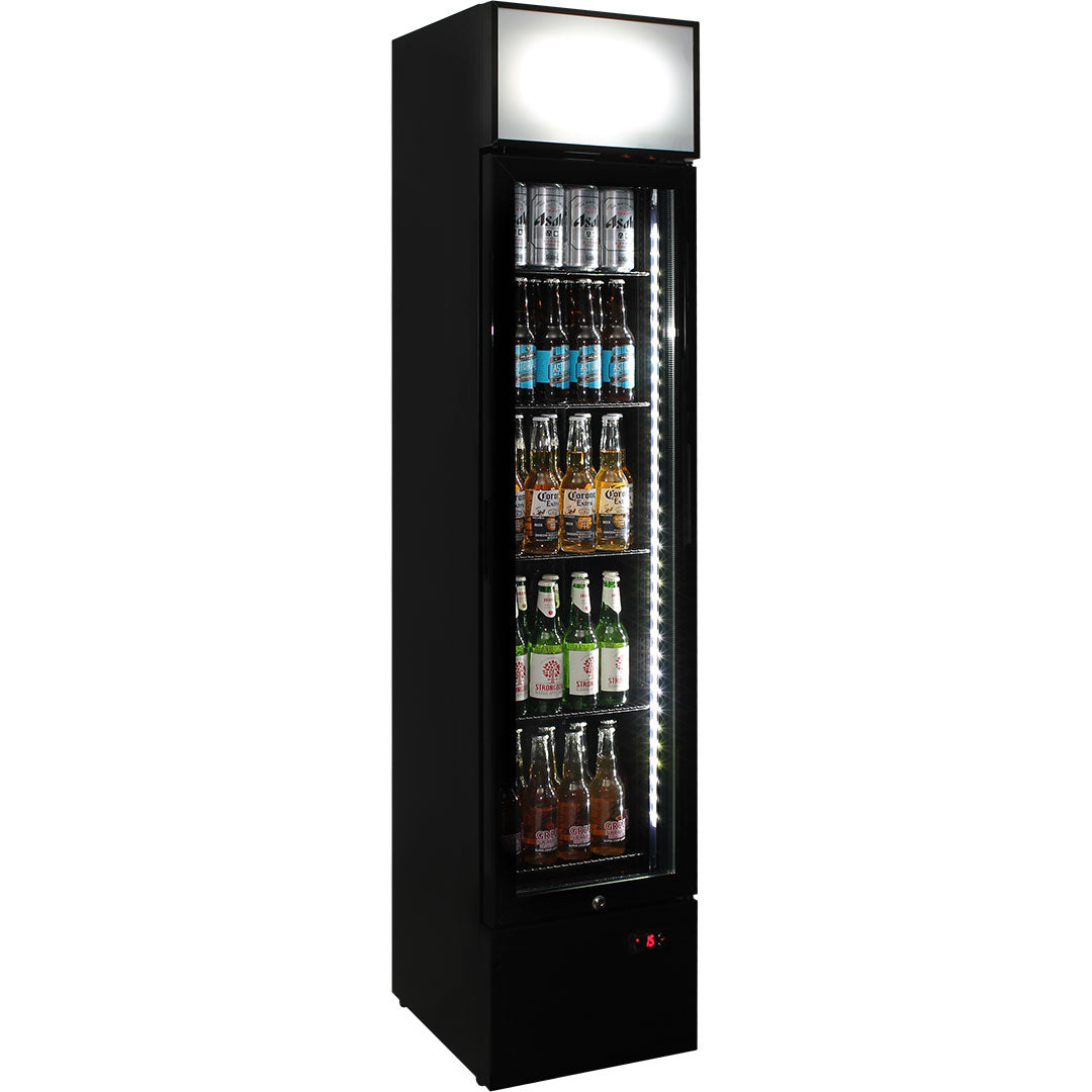 Schmick Skinny Upright Glass Door Bar Fridge Triple Glazed LOW E Glass, Lock And Brand Parts