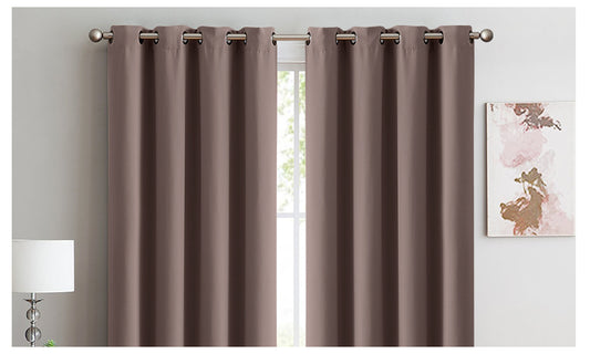 2x 100% Blockout Curtains Panels 3 Layers Eyelet Taupe 240x230cm