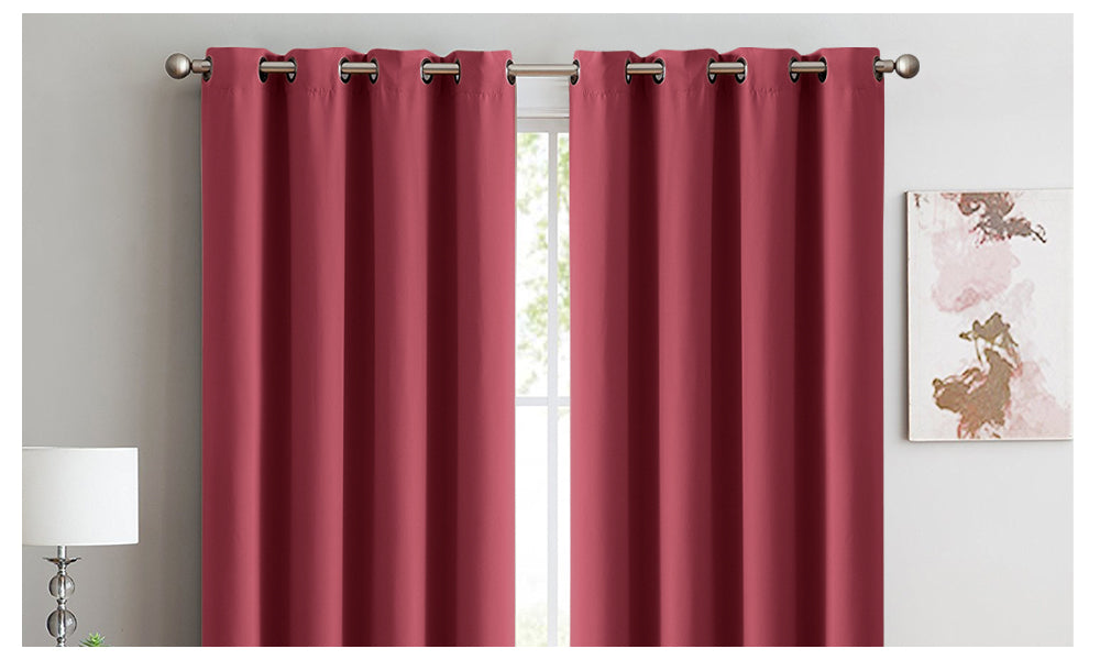 2x 100% Blockout Curtains Panels 3 Layers Eyelet Wine 240x230cm