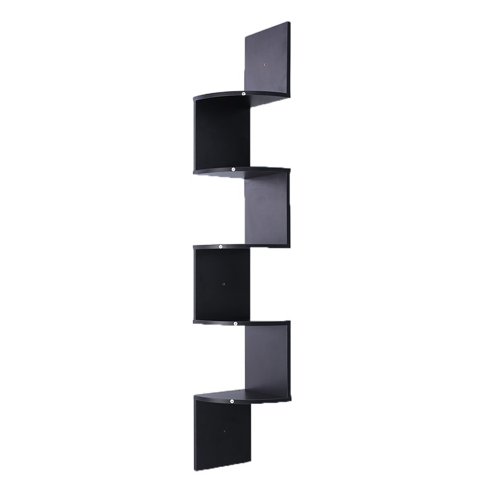 Sarantino 5-Tier Corner Wall Shelf Display Storage Shelves - Black