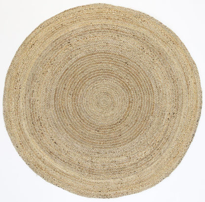 test rey 1 Zari Gold Jute Round Rug