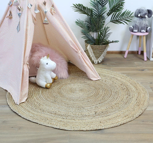 Zari Gold Jute Round Rug