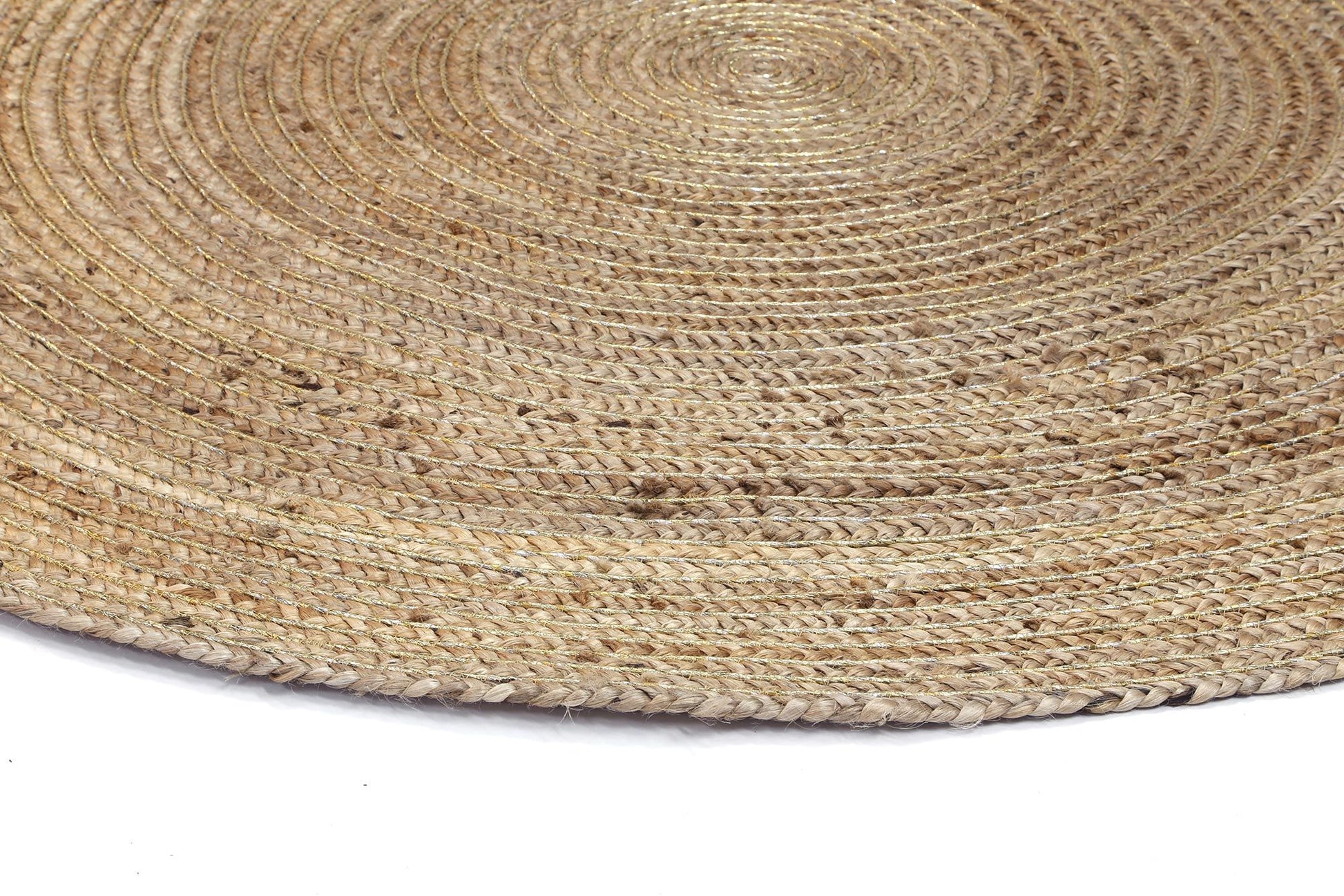 Zari Gold Jute Round Rug