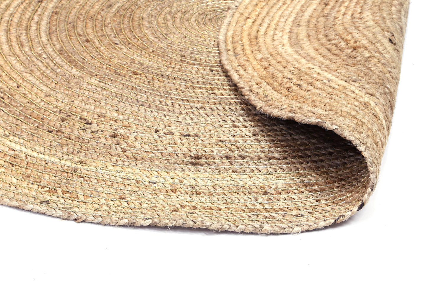 Zari Gold Jute Round Rug