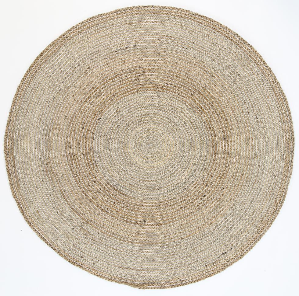 Zari Silver Jute Round Rug