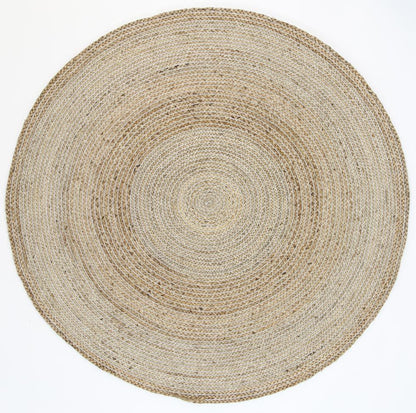 test rey 1 Zari Silver Jute Round Rug