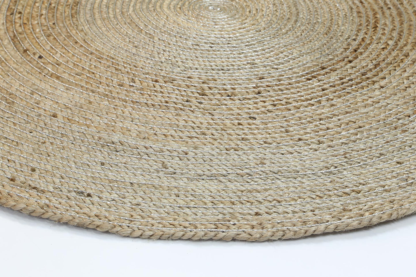 Zari Silver Jute Round Rug