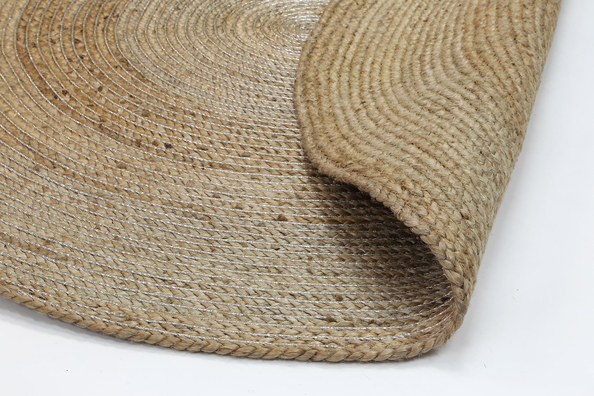 Zari Silver Jute Round Rug