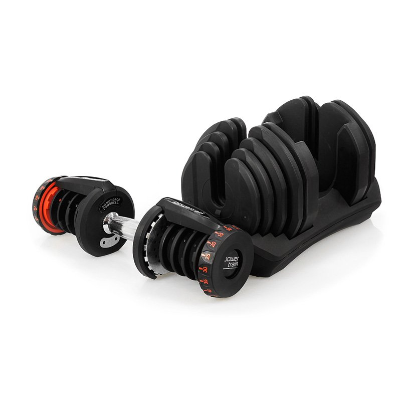 2x 40kg Powertrain Adjustable Dumbbells with Stand