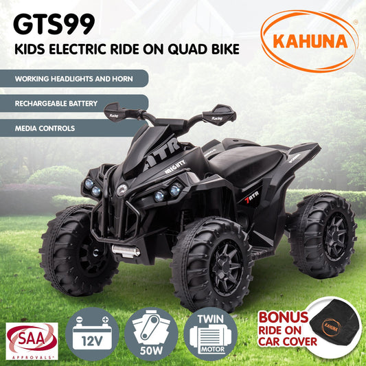 Kahuna GTS99 Kids Electric Ride On Quad Bike Toy ATV 50W - Black