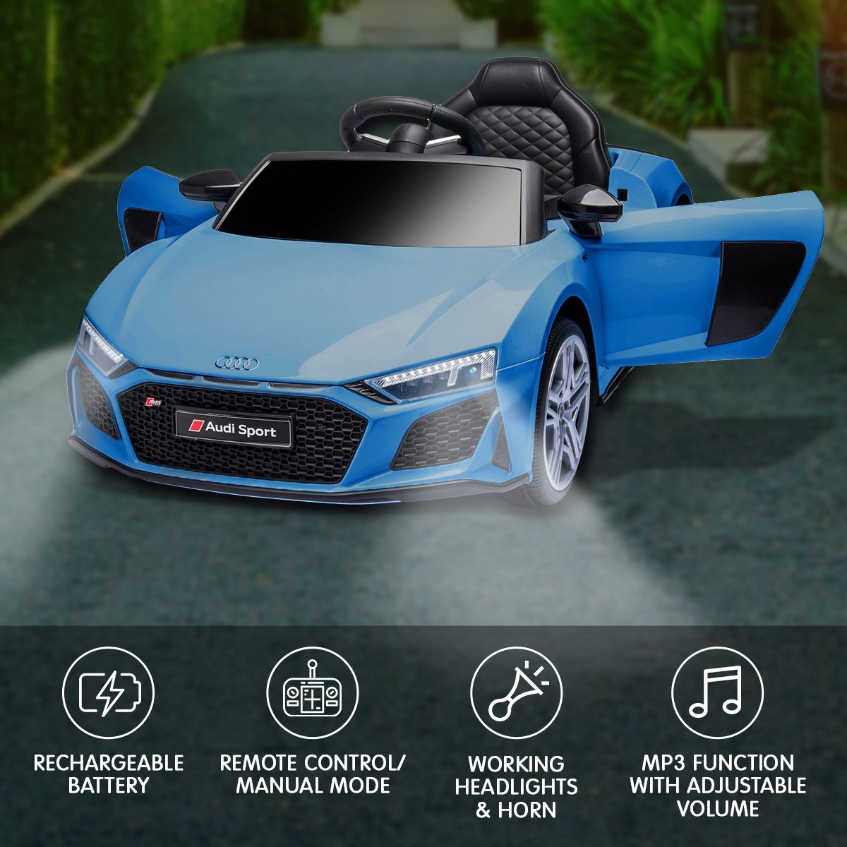 Audi Sport Licensed Kids Electric Ride On Car Remote Control Blue