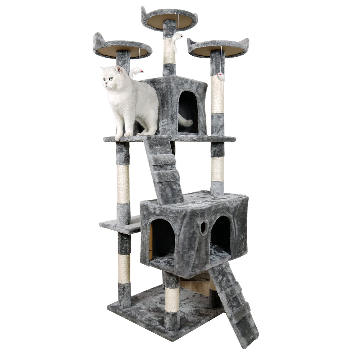 Furtastic 170cm Cat Tree Scratching Post - Silver Grey