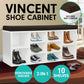 Shoe Rack Cabinet Organiser Brown Cushion - 104 x 30 x 45 - White