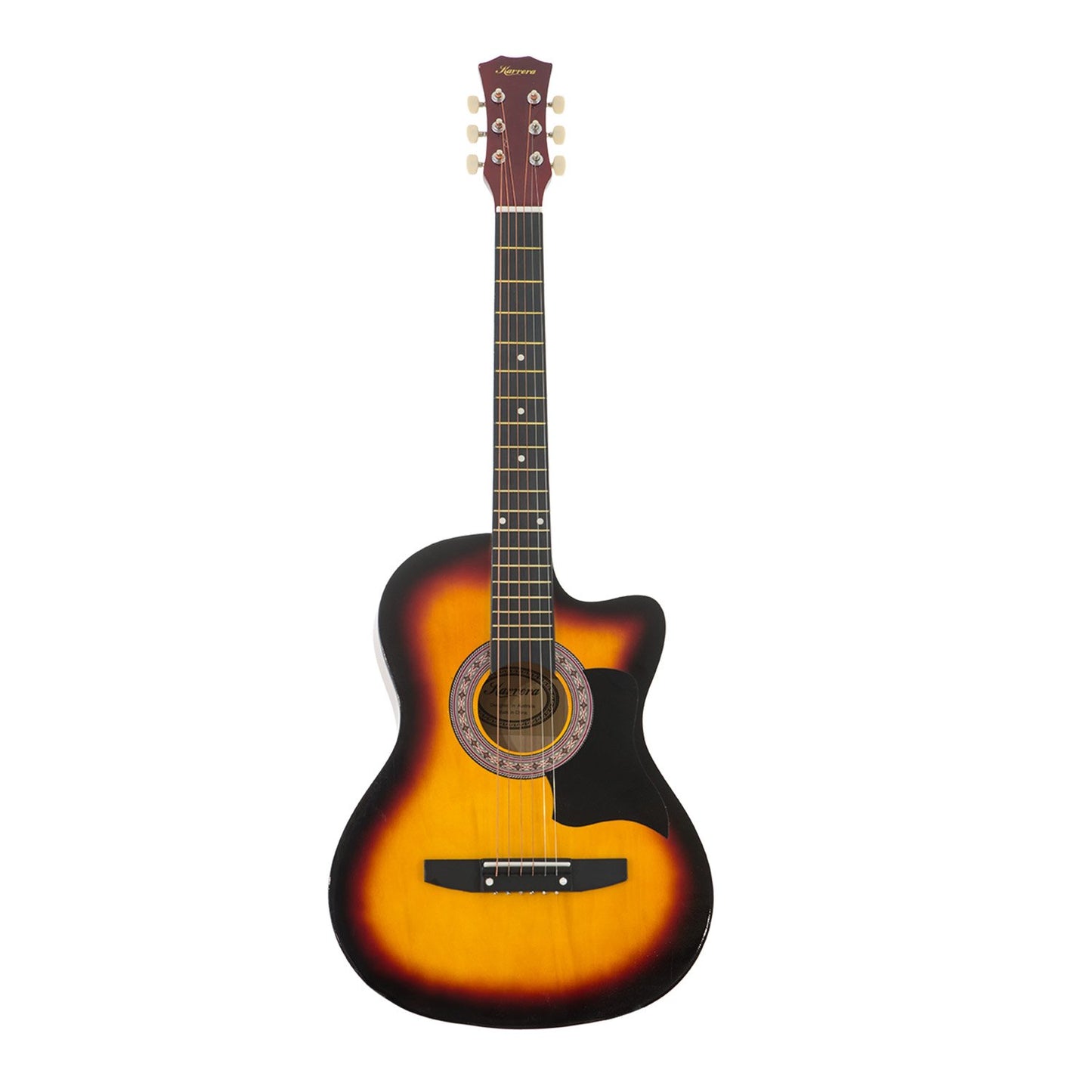 Karrera 38in Pro Cutaway Acoustic Guitar with Bag Strings - Sun Burst