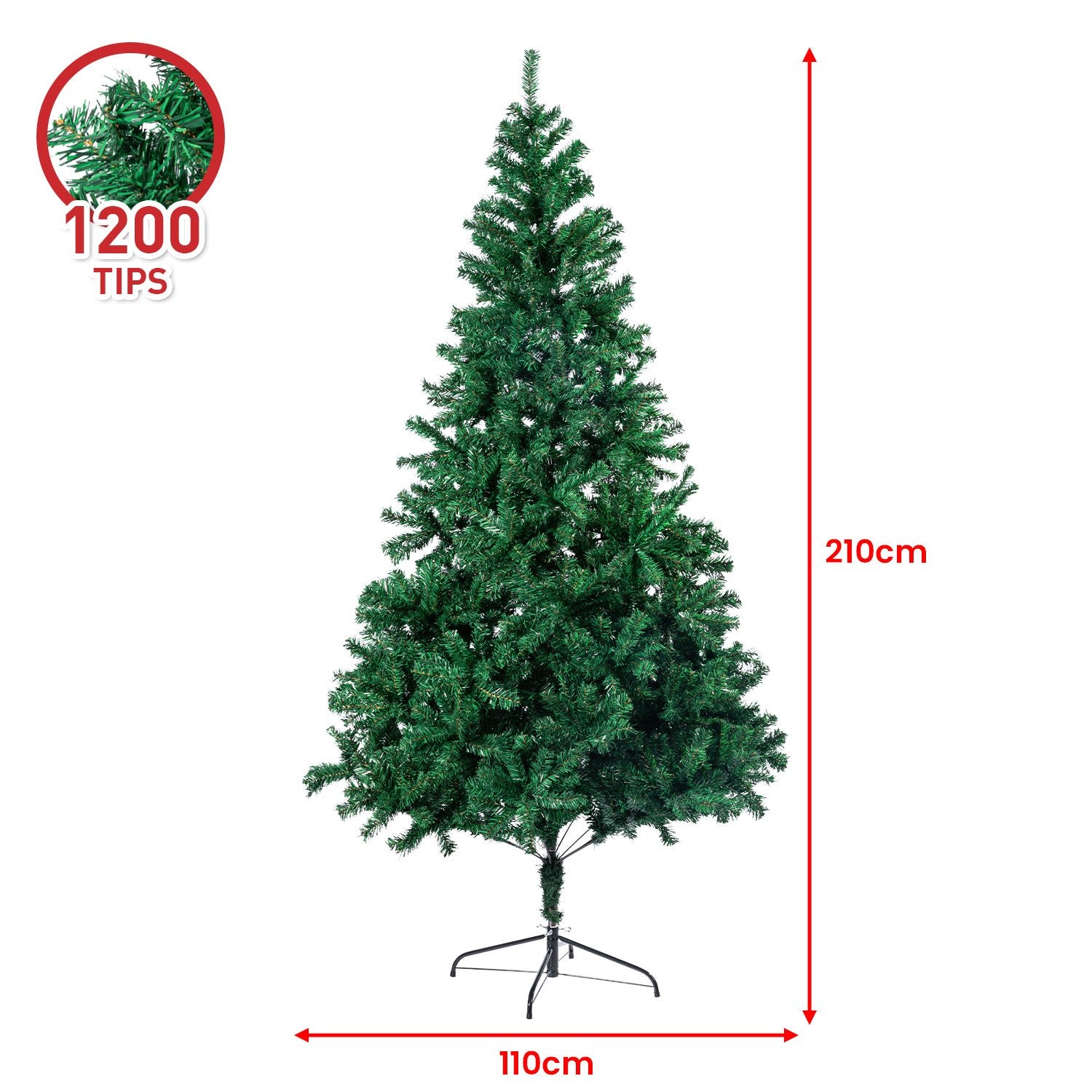 Christabelle Green Artificial Christmas Tree 2.1m - 1200 Tips