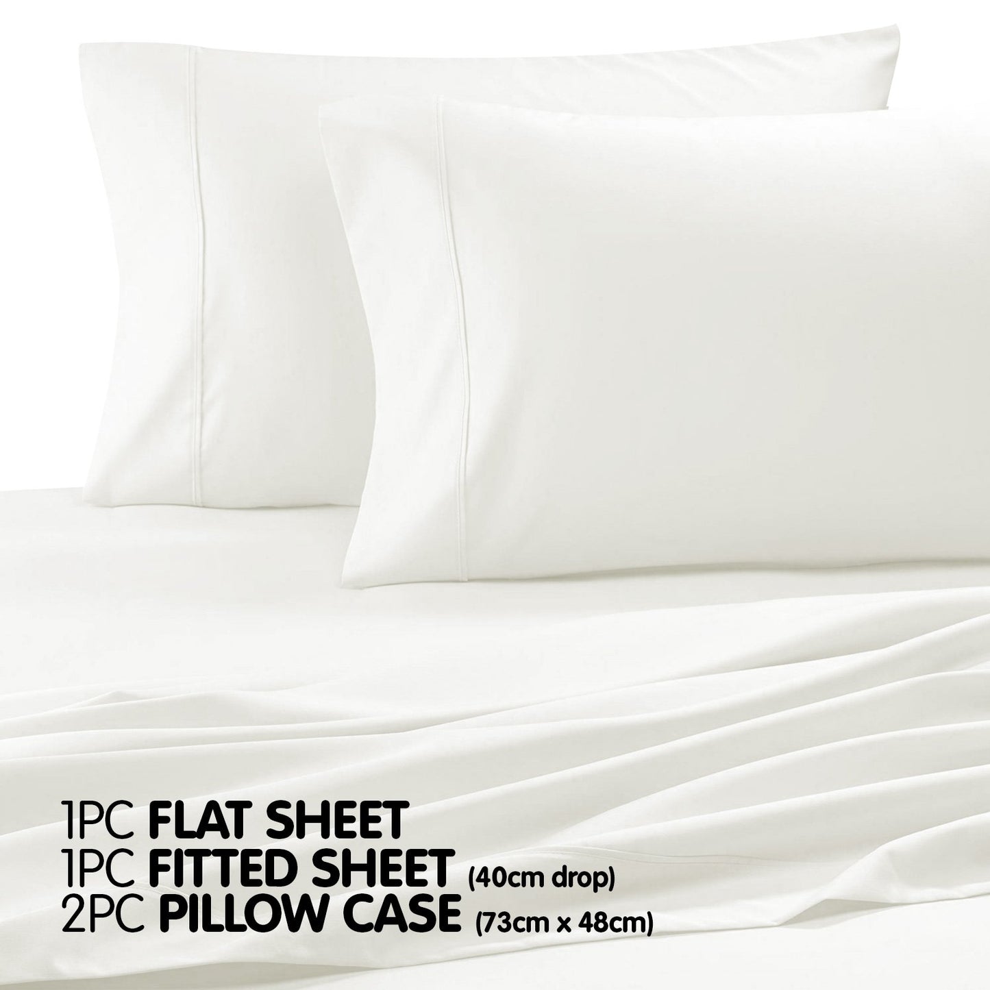 Cotton microfibre 1000TC 4pc King sheet set - White