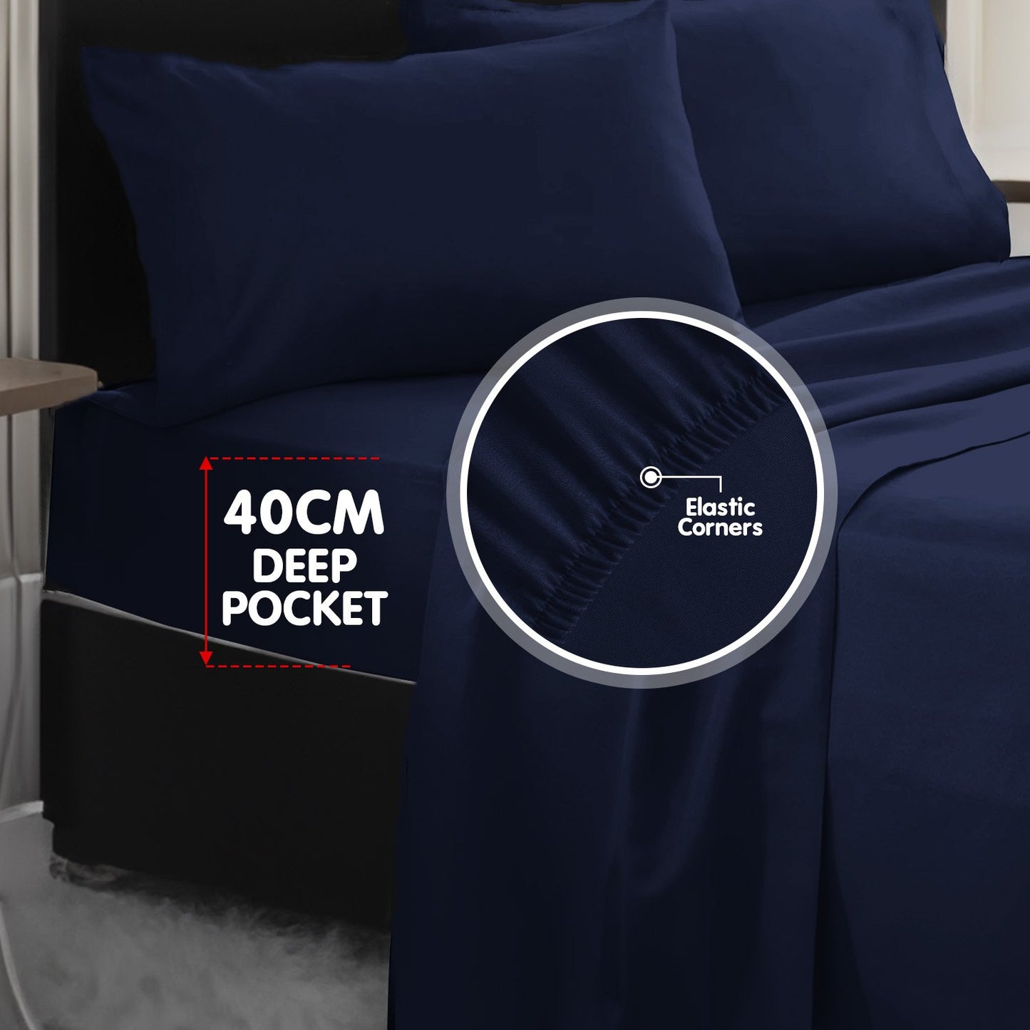 4pc 1000 Thread Count Cotton Rich Queen Bed Sheet Set CVC Navy