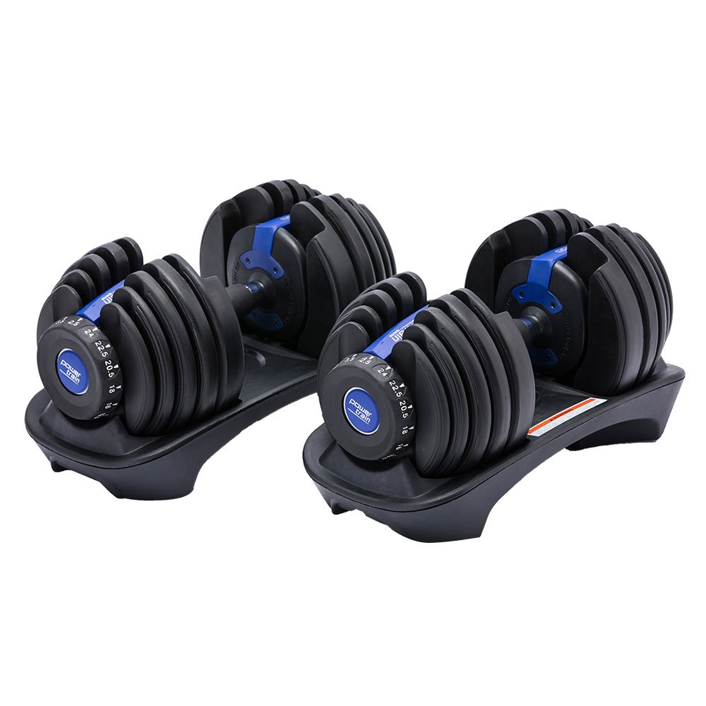 2x 24kg Powertrain Adjustable Dumbbell Home Gym Set