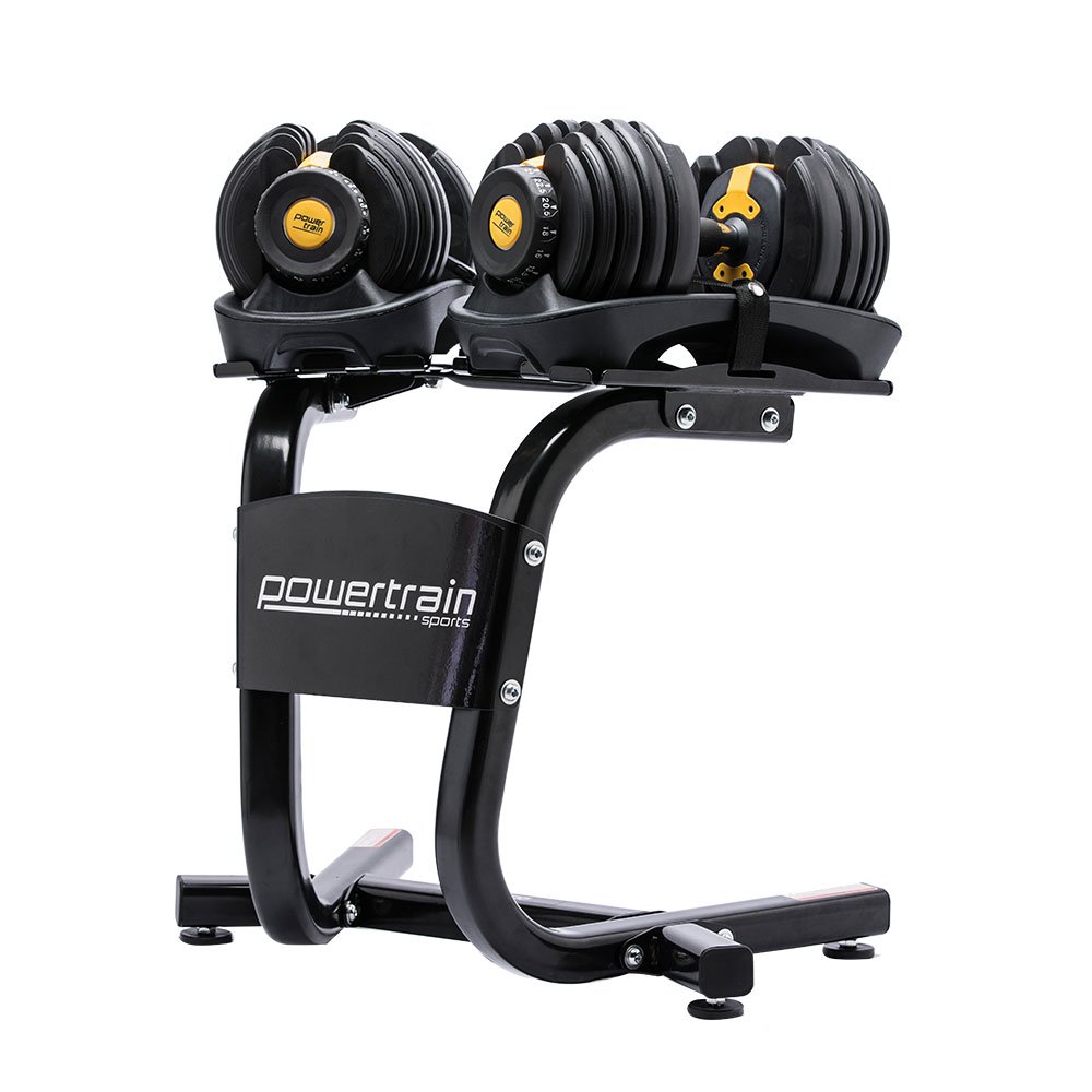 48KG Powertrain Adjustable Dumbbell Set With Stand - Gold