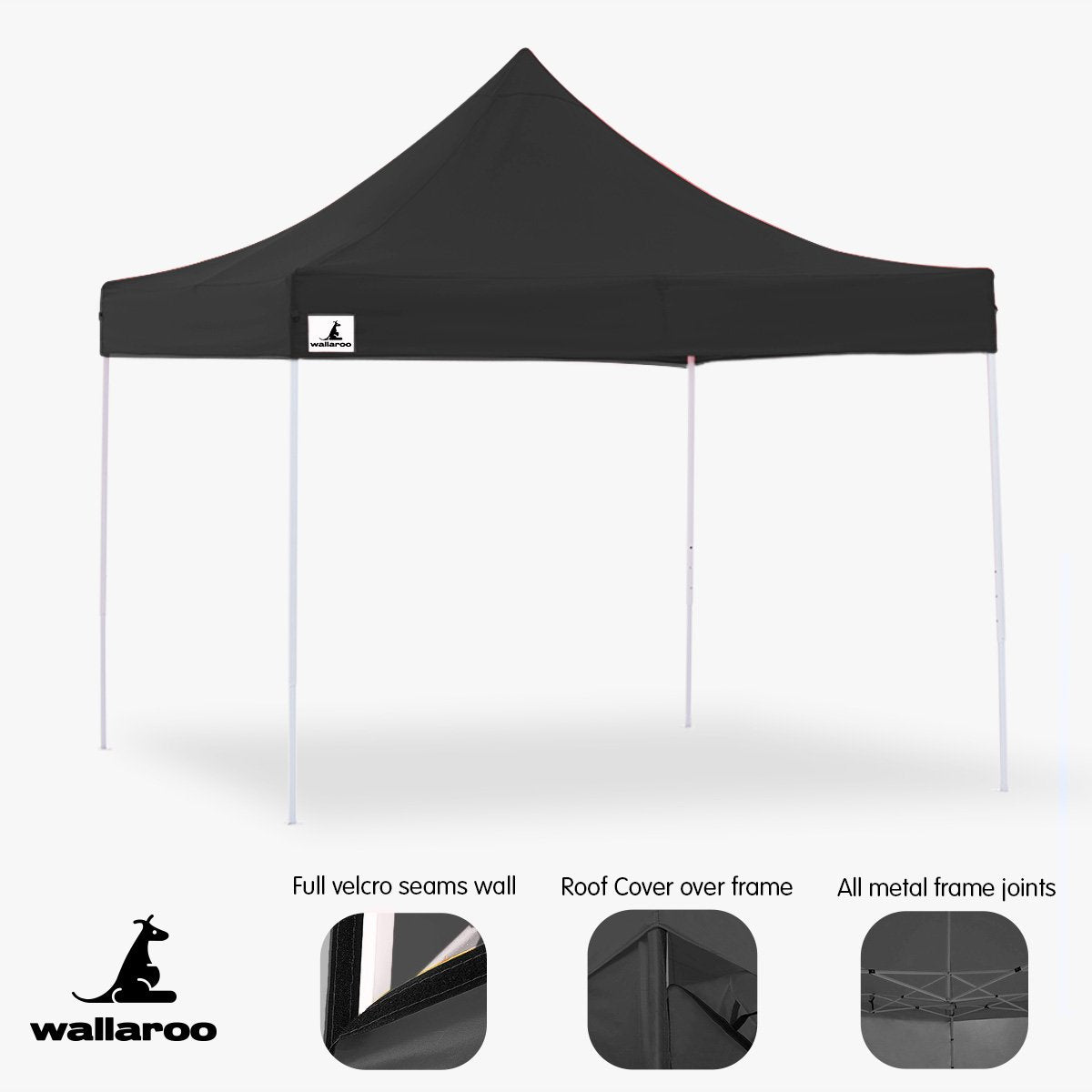 Gazebo Tent Marquee 3x3 PopUp Outdoor Wallaroo Black