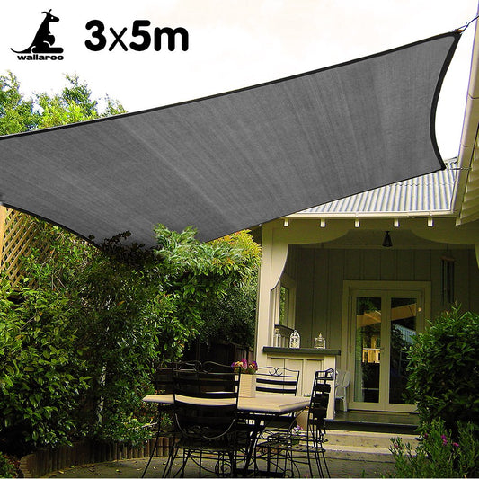 Wallaroo Rectangular Shade Sail 3m x 5m -Grey