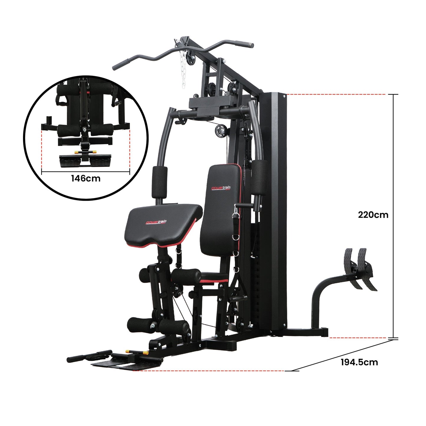 Powertrain JX-89 Multi Station Home Gym 68kg Weight Cable Machine