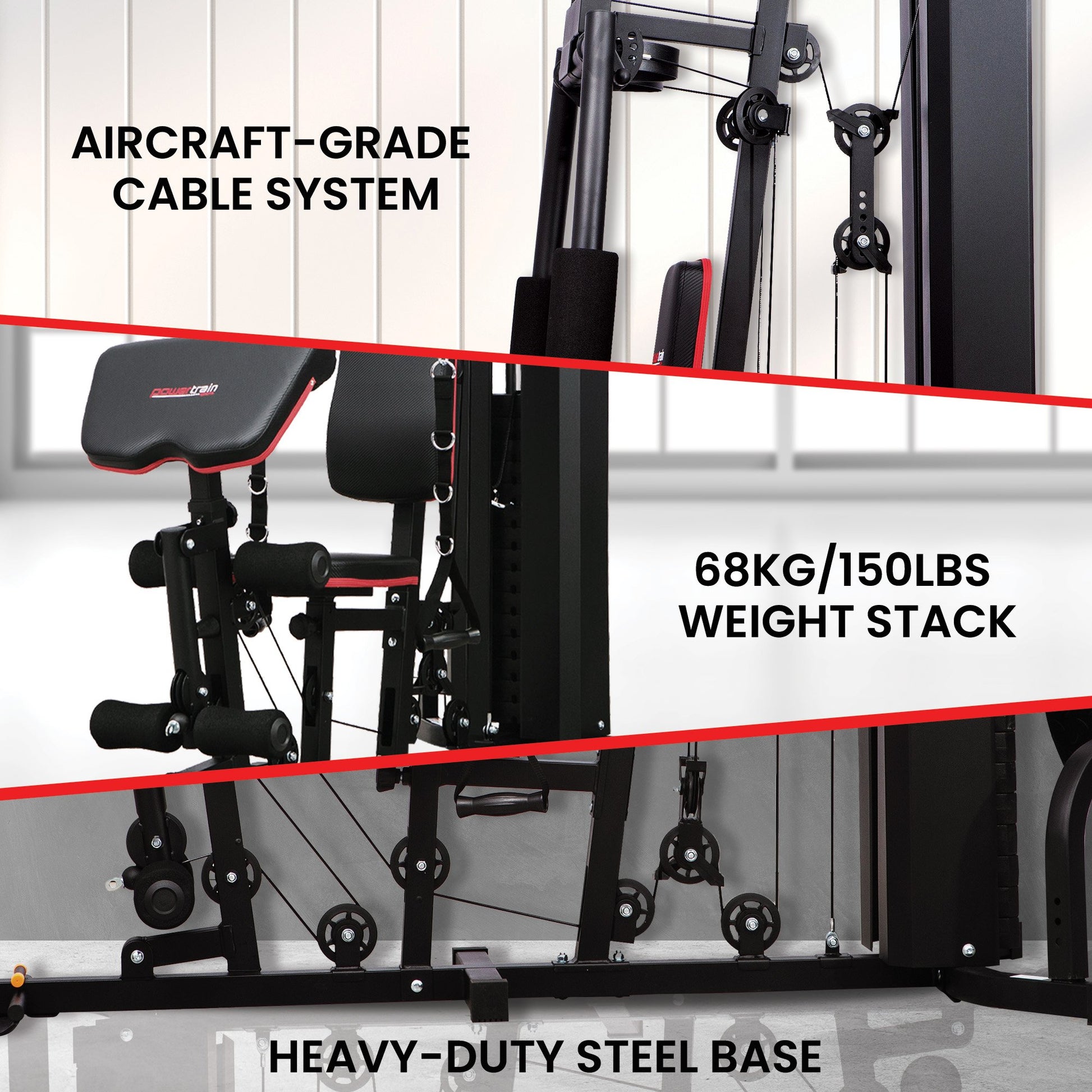 Powertrain JX-89 Multi Station Home Gym 68kg Weight Cable Machine