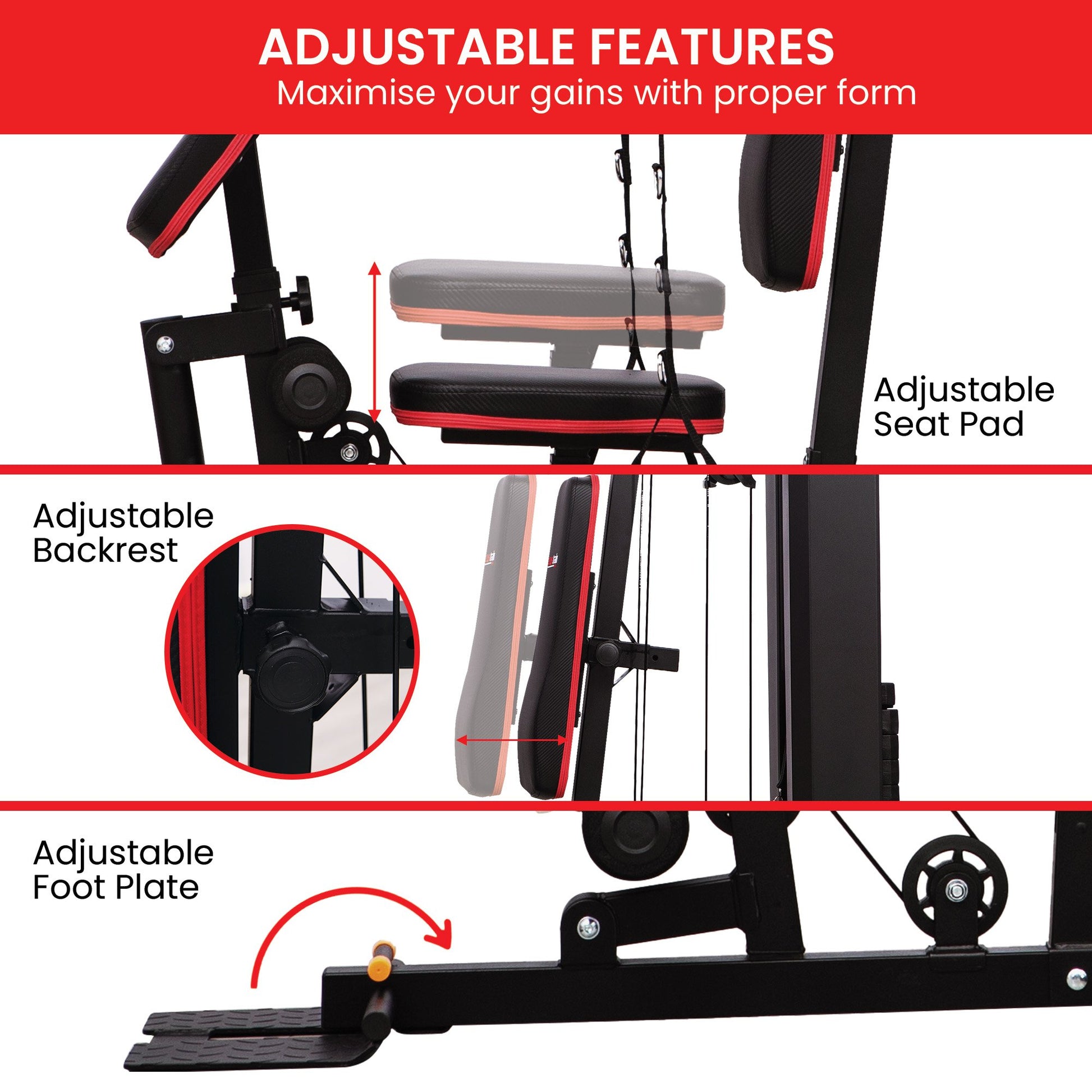 Powertrain JX-89 Multi Station Home Gym 68kg Weight Cable Machine