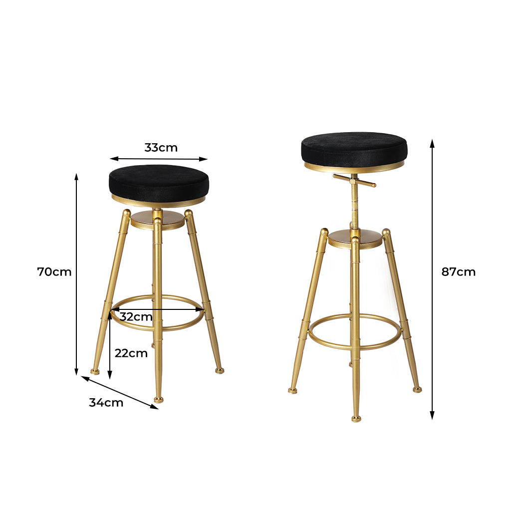 2x Bar Stools Kitchen Stool Chair Swivel Barstools Padded Seat