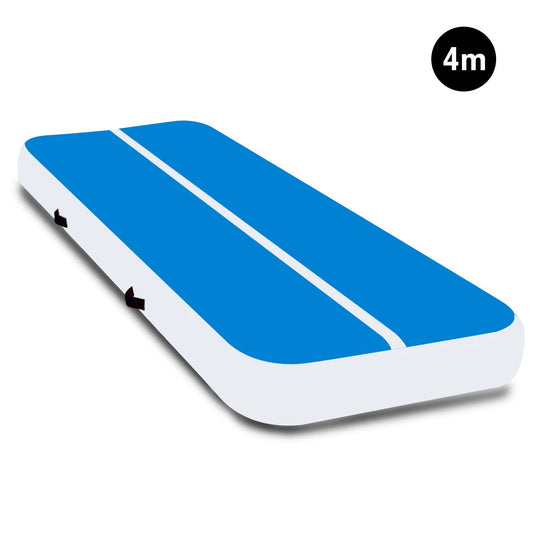 4m x 2m Air Track Gymnastics Mat Tumbling Exercise - Blue White